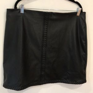 Faux Leather Slip-on Skirt